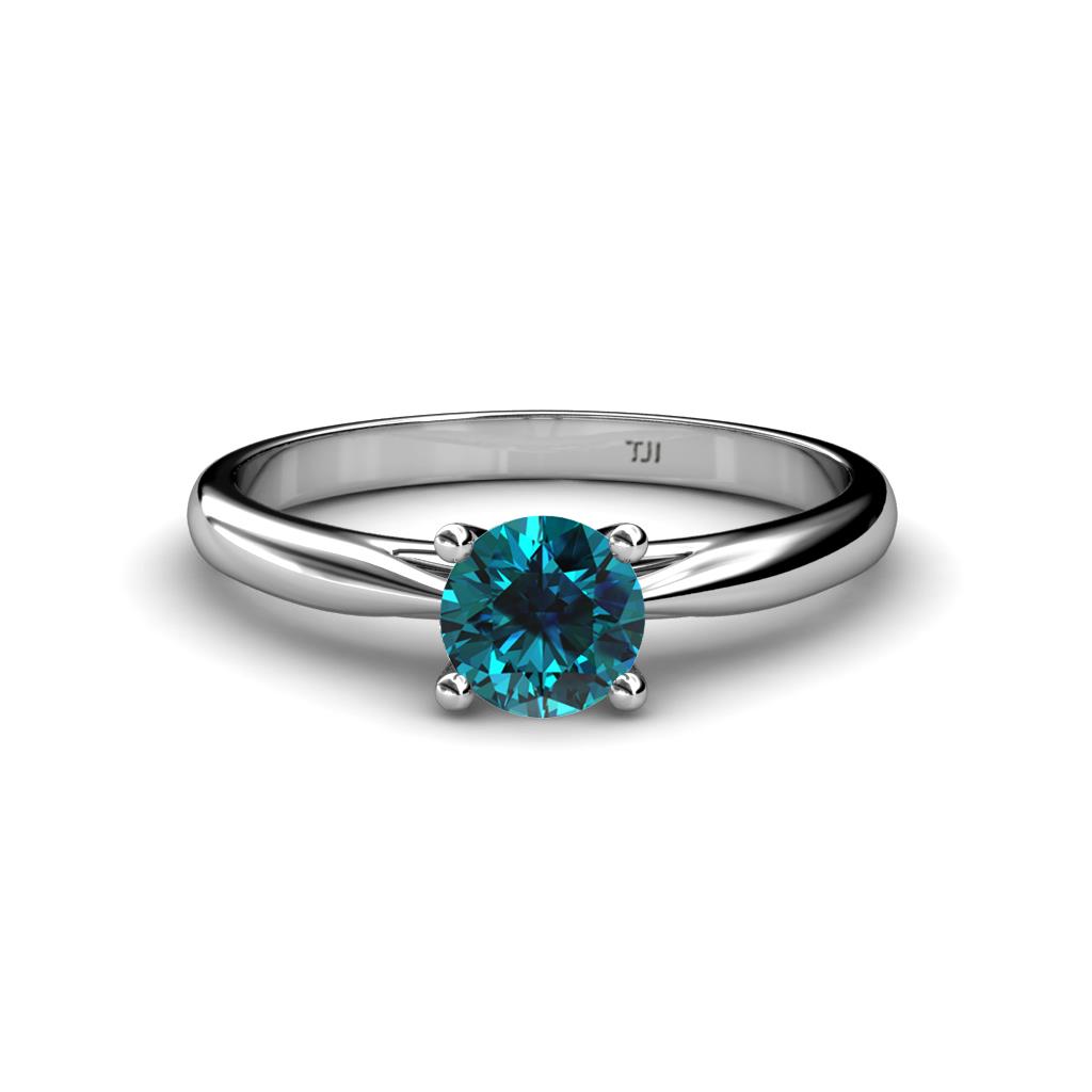 Celine 6.00 mm Round Blue Diamond Solitaire Engagement Ring 