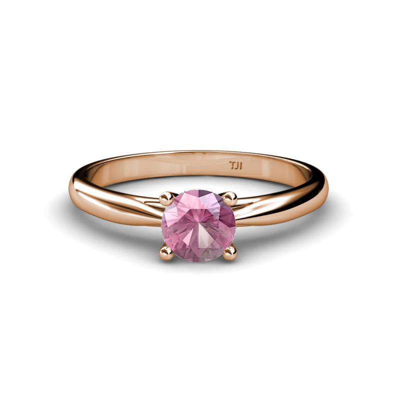 Celine 6.50 mm Round Pink Tourmaline Solitaire Engagement Ring 