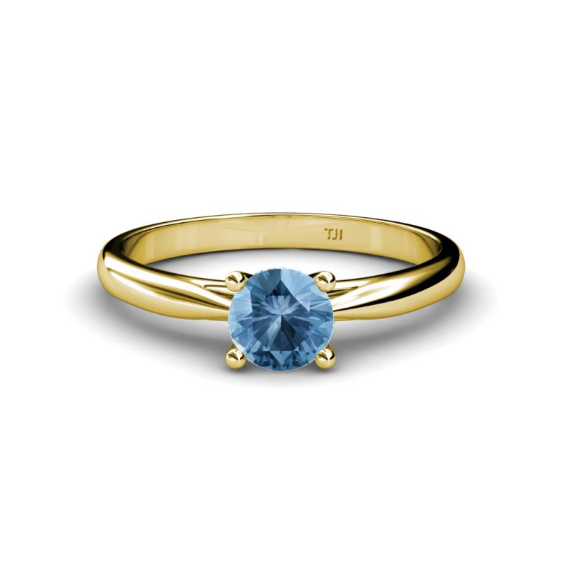 Celine 6.50 mm Round Blue Topaz Solitaire Engagement Ring 