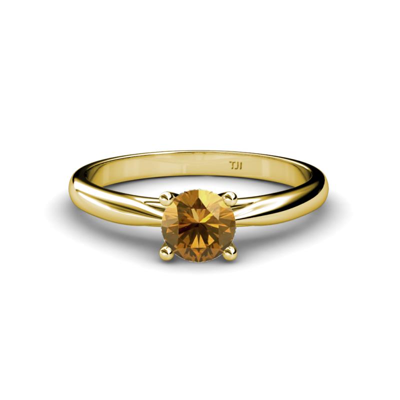 Celine 6.50 mm Round Citrine Solitaire Engagement Ring 