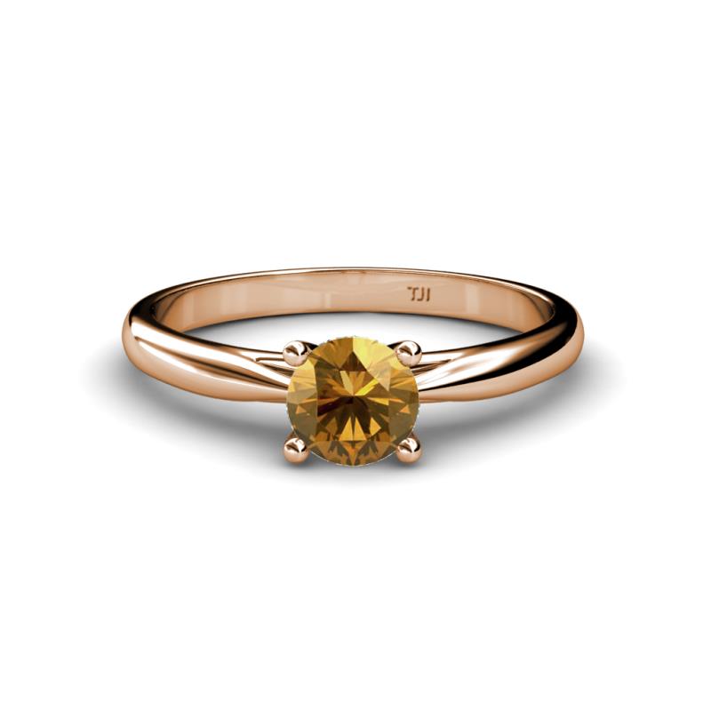 Celine 6.50 mm Round Citrine Solitaire Engagement Ring 