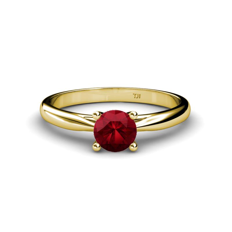 Celine 6.00 mm Round Ruby Solitaire Engagement Ring 