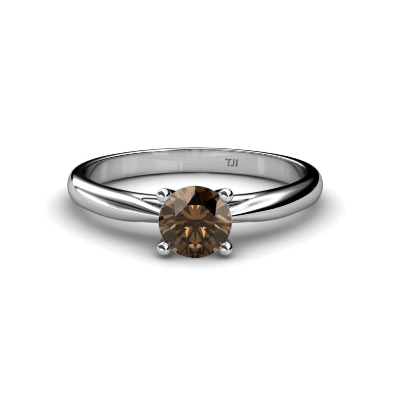 Celine 6.50 mm Round Smoky Quartz Solitaire Engagement Ring 