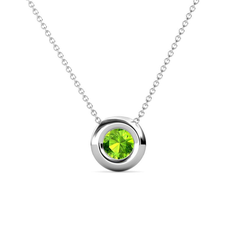 Arela 5.00 mm Round Peridot Donut Bezel Solitaire Pendant Necklace 