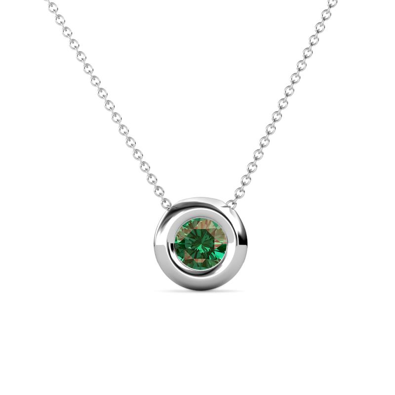 Arela 5.00 mm Round Lab Created Alexandrite Donut Bezel Solitaire Pendant Necklace 