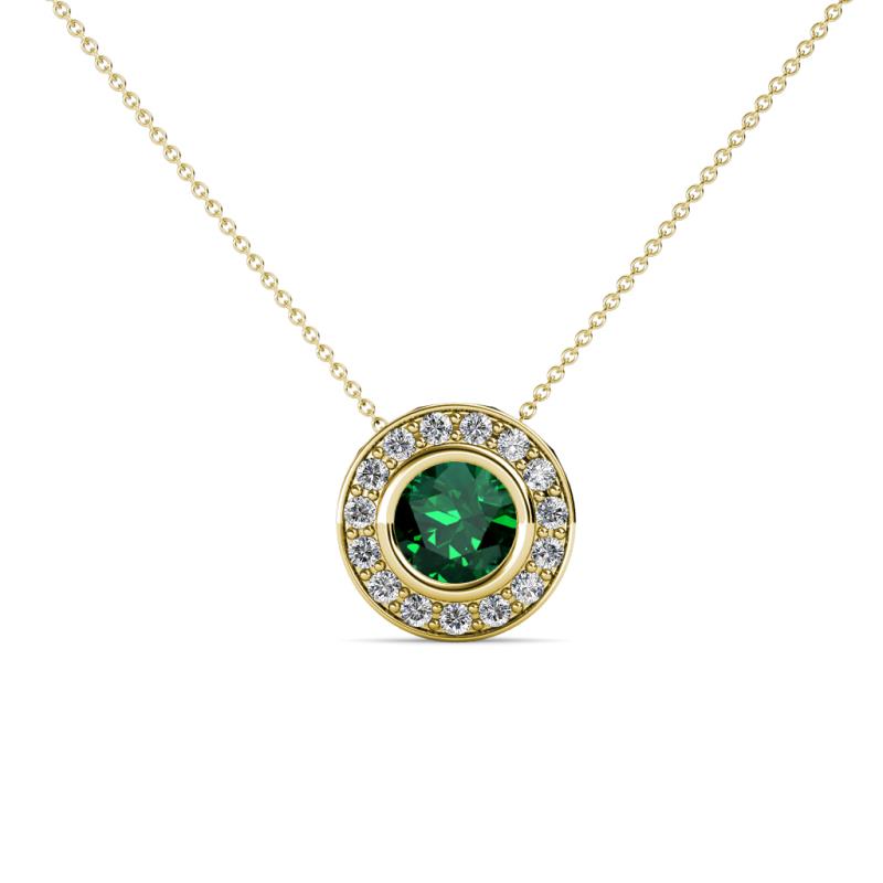 Kitra Emerald and Diamond Halo Pendant 