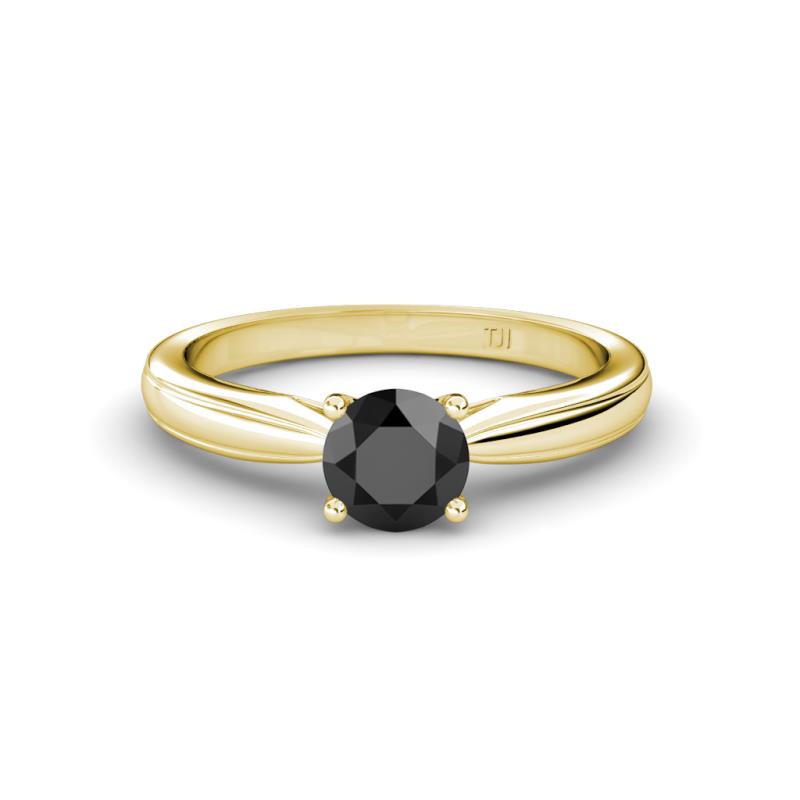 Adsila Black Diamond Solitaire Engagement Ring 