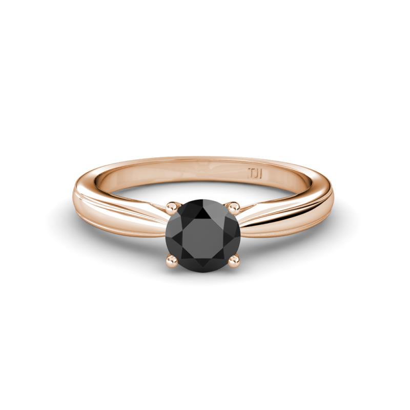 Adsila Black Diamond Solitaire Engagement Ring 