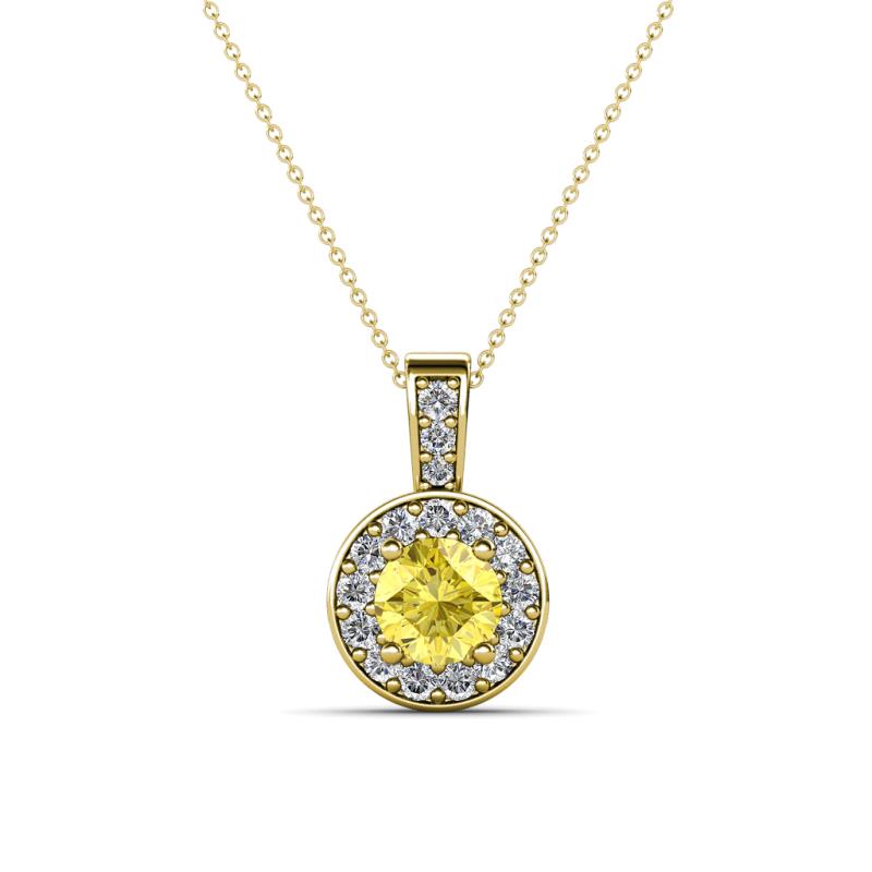 Astera Yellow Sapphire and Diamond Circle Halo Pendant 