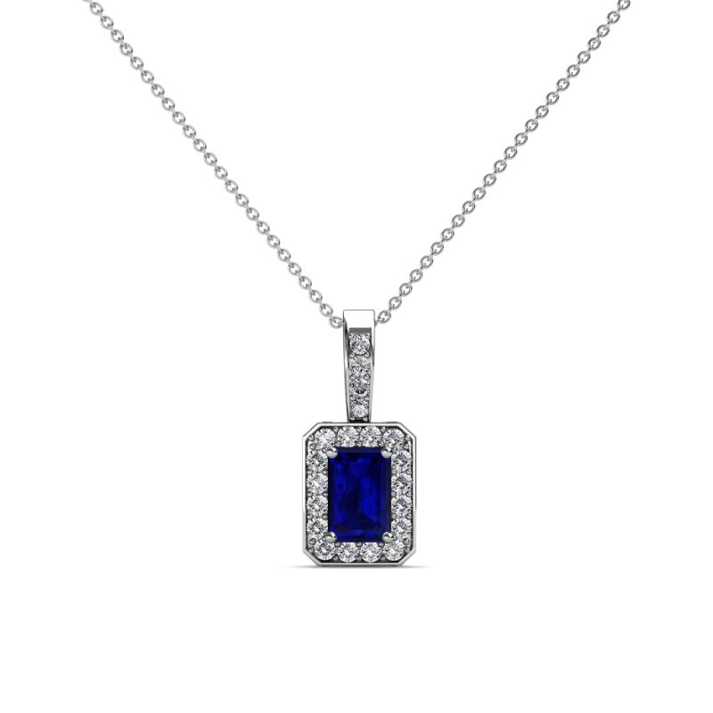 Lilian Blue Sapphire and Diamond Halo Pendant 