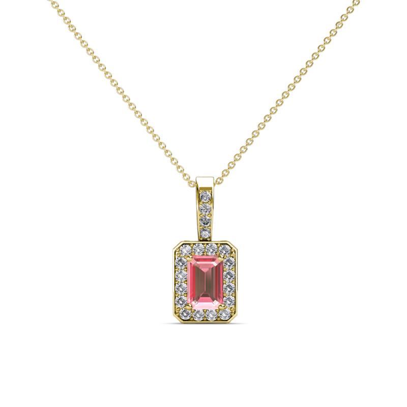 Lilian Pink Tourmaline and Diamond Halo Pendant 