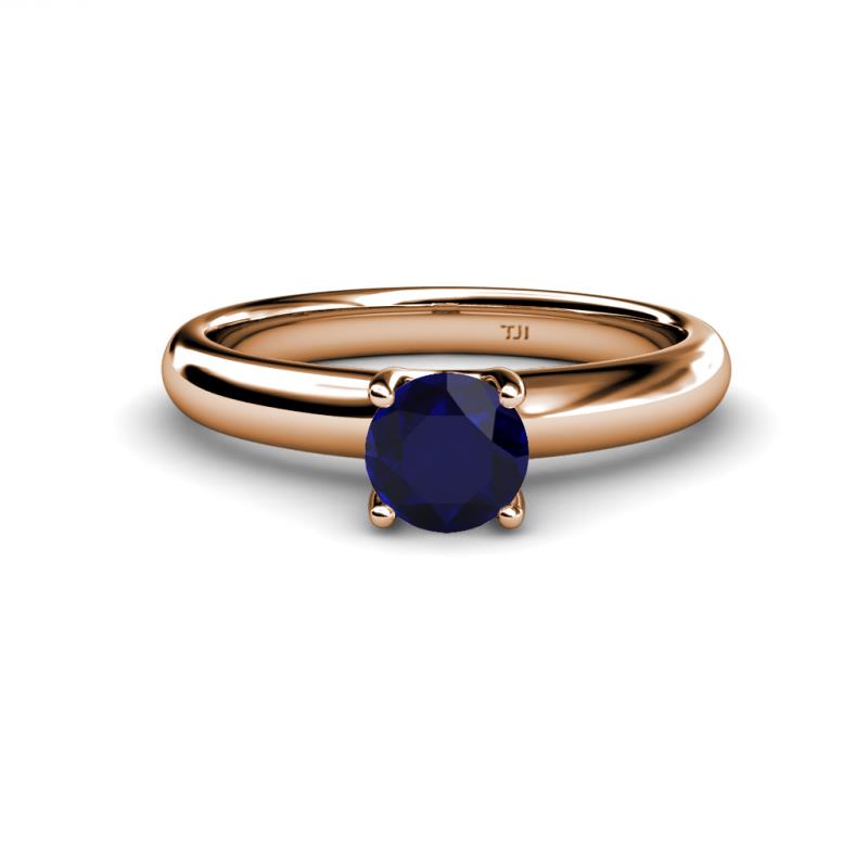 Bianca 6.00 mm Round Blue Sapphire Solitaire Engagement Ring 