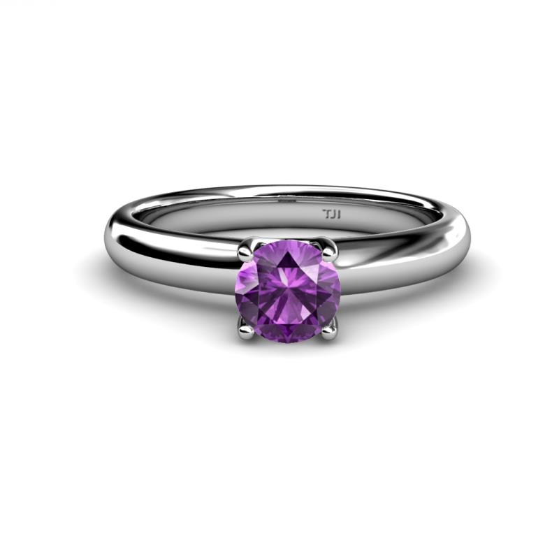 Bianca 6.50 mm Round Amethyst Solitaire Engagement Ring 