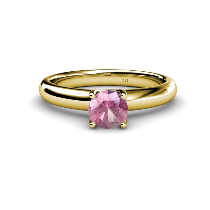 Bianca 6.50 mm Round Pink Tourmaline Solitaire Engagement Ring 