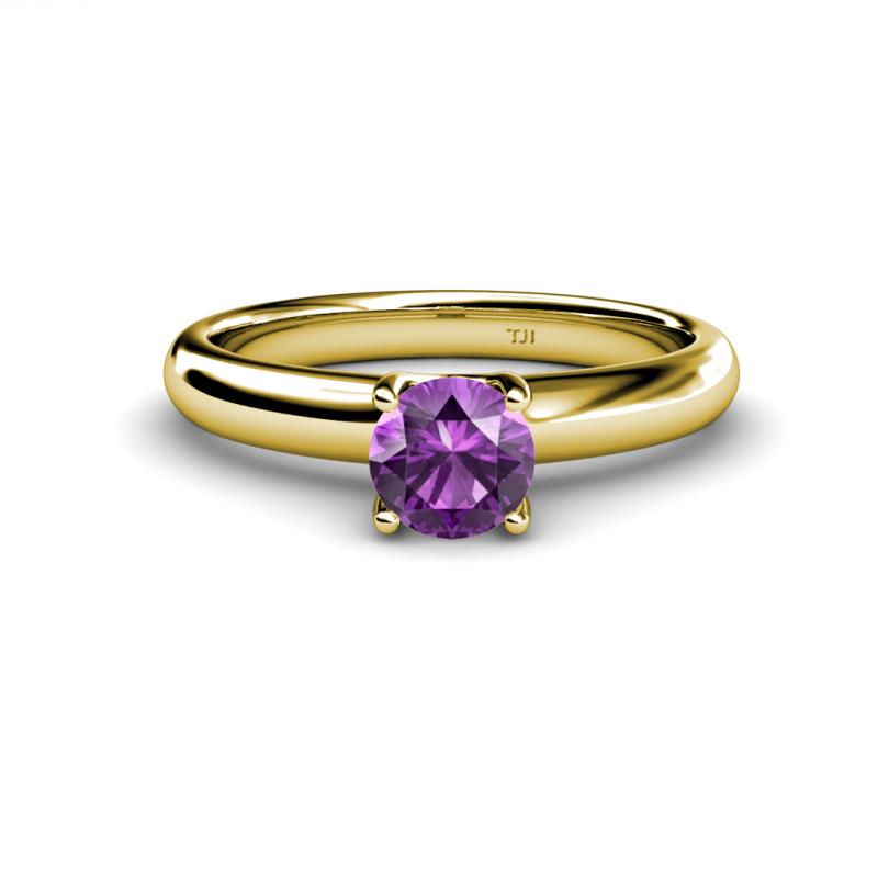 Bianca 6.50 mm Round Amethyst Solitaire Engagement Ring 