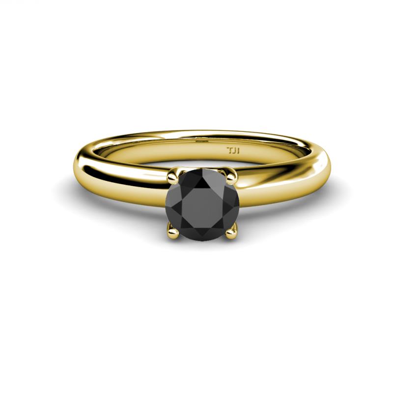 Bianca 6.00 mm Round Black Diamond Solitaire Engagement Ring 