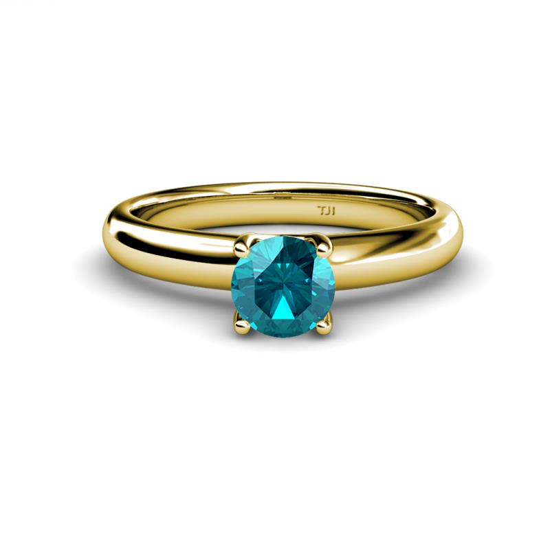 Bianca 6.50 mm Round London Blue Topaz Solitaire Engagement Ring 