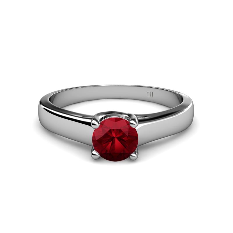 Aveza 6.00 mm Round Ruby Solitaire Engagement Ring 