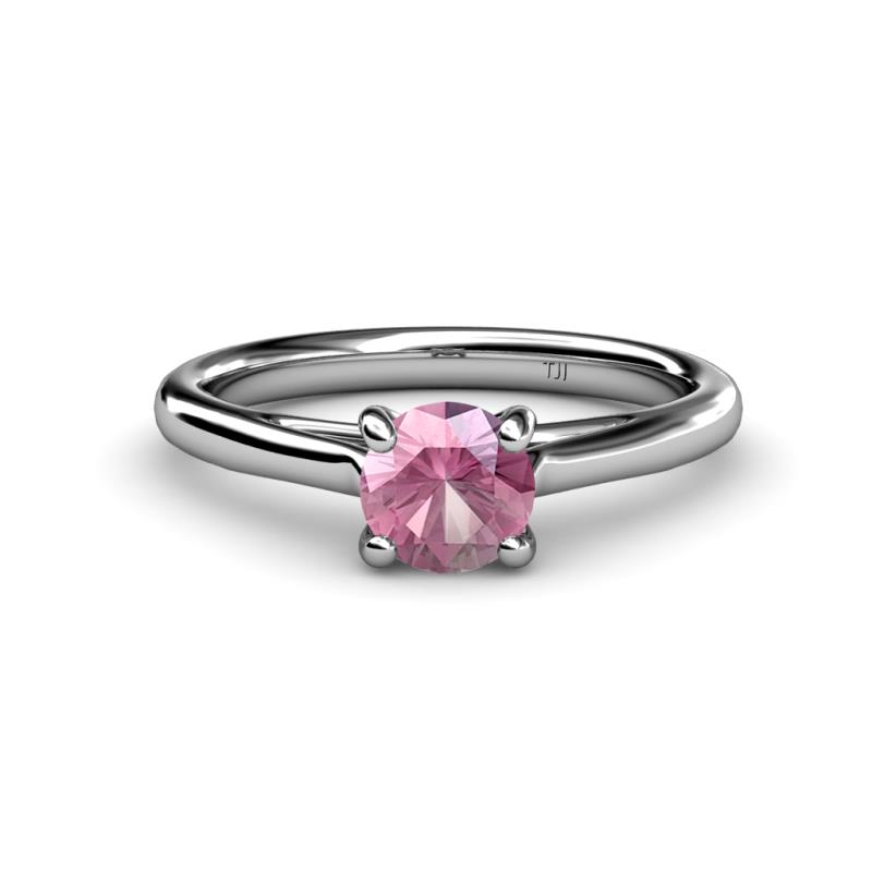 Nitsa 6.50 mm Round Pink Tourmaline Solitaire Engagement Ring 