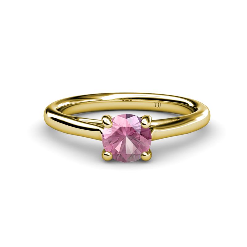 Nitsa 6.50 mm Round Pink Tourmaline Solitaire Engagement Ring 