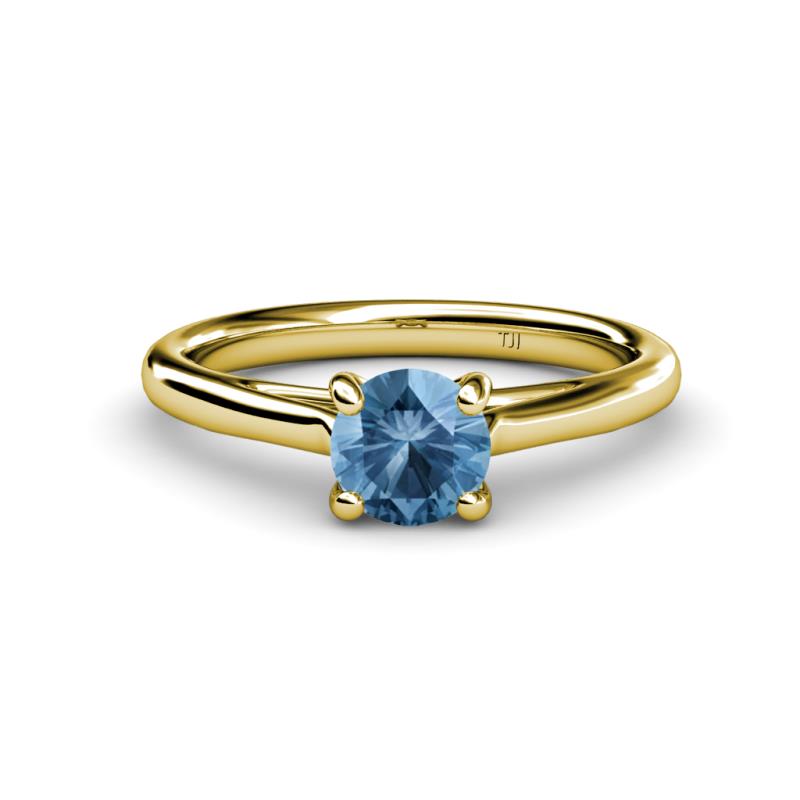 Nitsa 6.50 mm Round Blue Topaz Solitaire Engagement Ring 