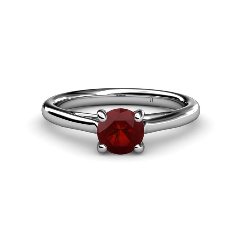 Nitsa 6.50 mm Round Red Garnet Solitaire Engagement Ring 