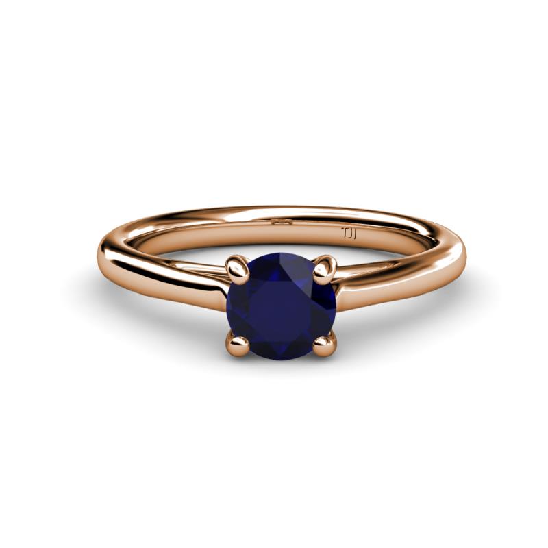 Nitsa 6.00 mm Round Blue Sapphire Solitaire Engagement Ring 