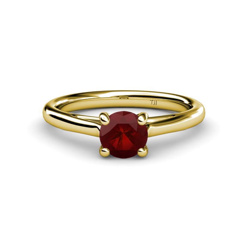 Nitsa 6.50 mm Round Red Garnet Solitaire Engagement Ring 