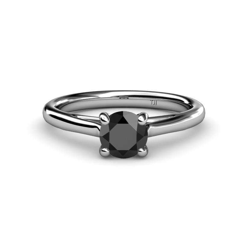 Nitsa 6.00 mm Round Black Diamond Solitaire Engagement Ring 