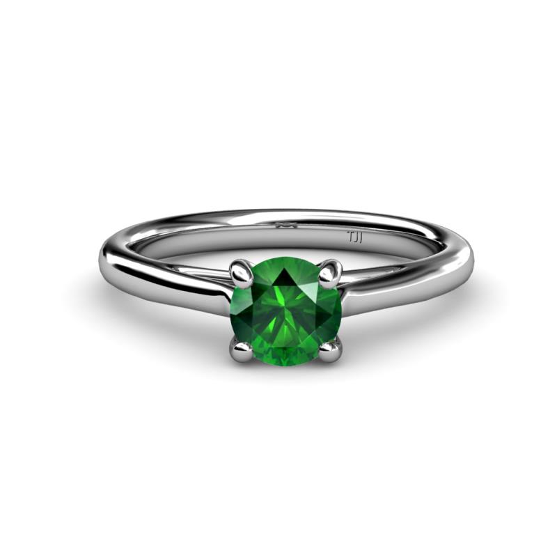 Nitsa 6.00 mm Round Emerald Solitaire Engagement Ring 