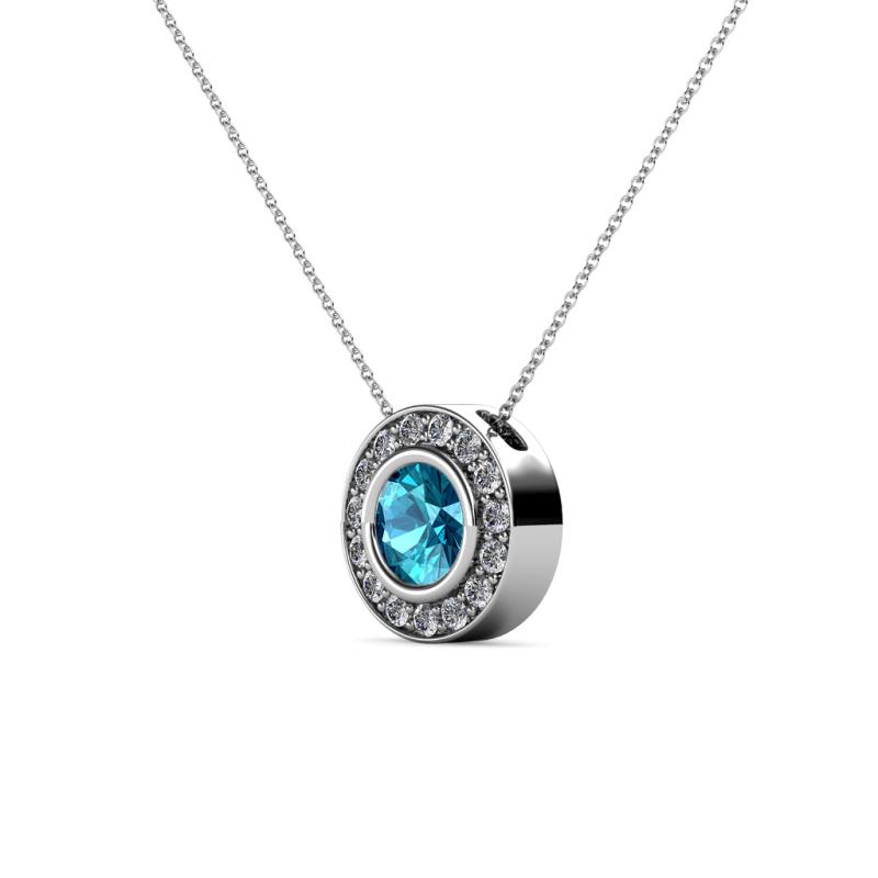 Kitra London Blue Topaz and Diamond Womens Halo Pendant Necklace 0.75 ...