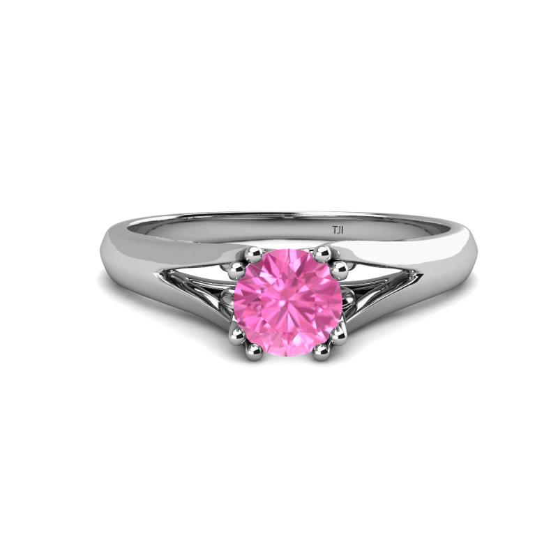 Adira 6.50 mm Round Lab Created Pink Sapphire Solitaire Engagement Ring 