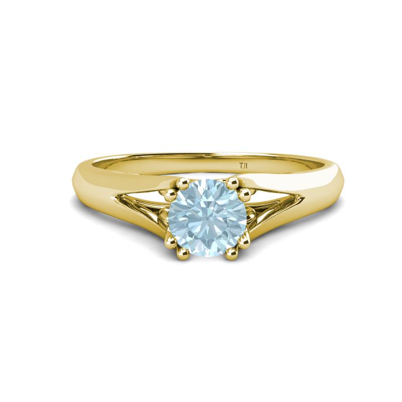 Adira 6.50 mm Round Aquamarine Solitaire Engagement Ring 