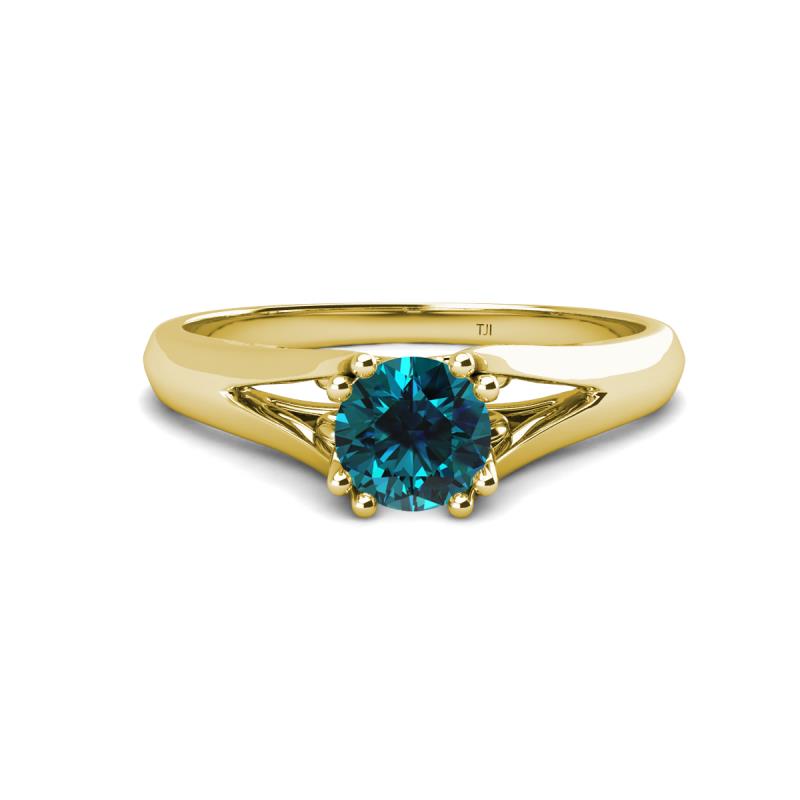 Adira 6.00 mm Round Blue Diamond Solitaire Engagement Ring 