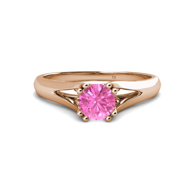 Adira 6.50 mm Round Lab Created Pink Sapphire Solitaire Engagement Ring 