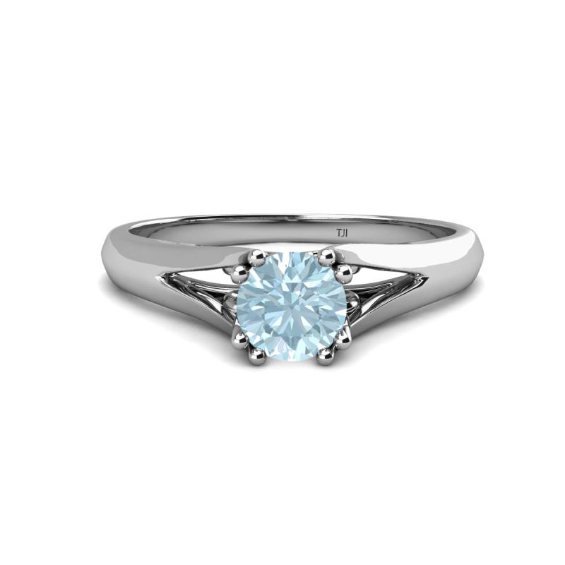 Adira 6.50 mm Round Aquamarine Solitaire Engagement Ring 