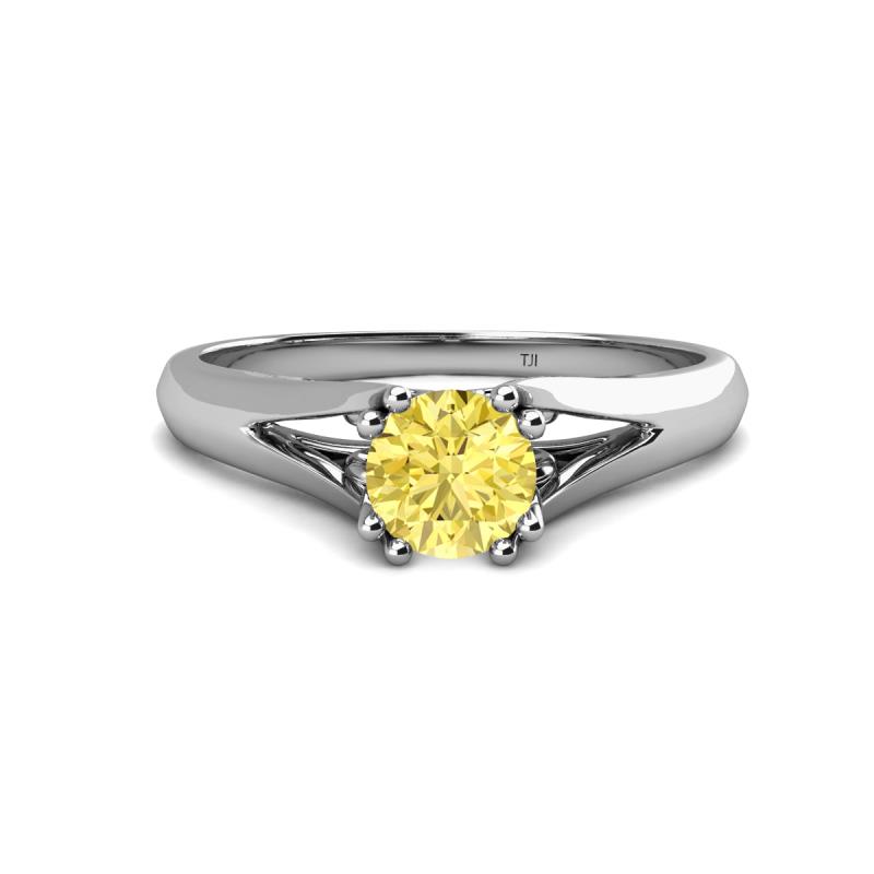 Adira 6.50 mm Round Lab Created Yellow Sapphire Solitaire Engagement Ring 