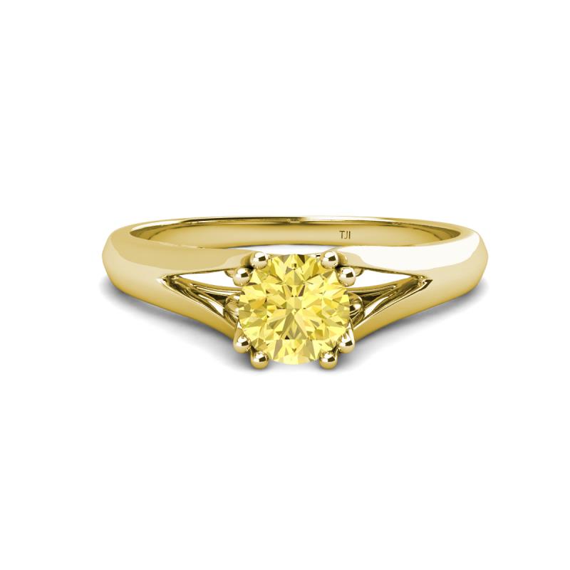 Adira 6.50 mm Round Lab Created Yellow Sapphire Solitaire Engagement Ring 