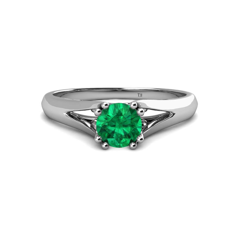 Adira 6.00 mm Round Emerald Solitaire Engagement Ring 