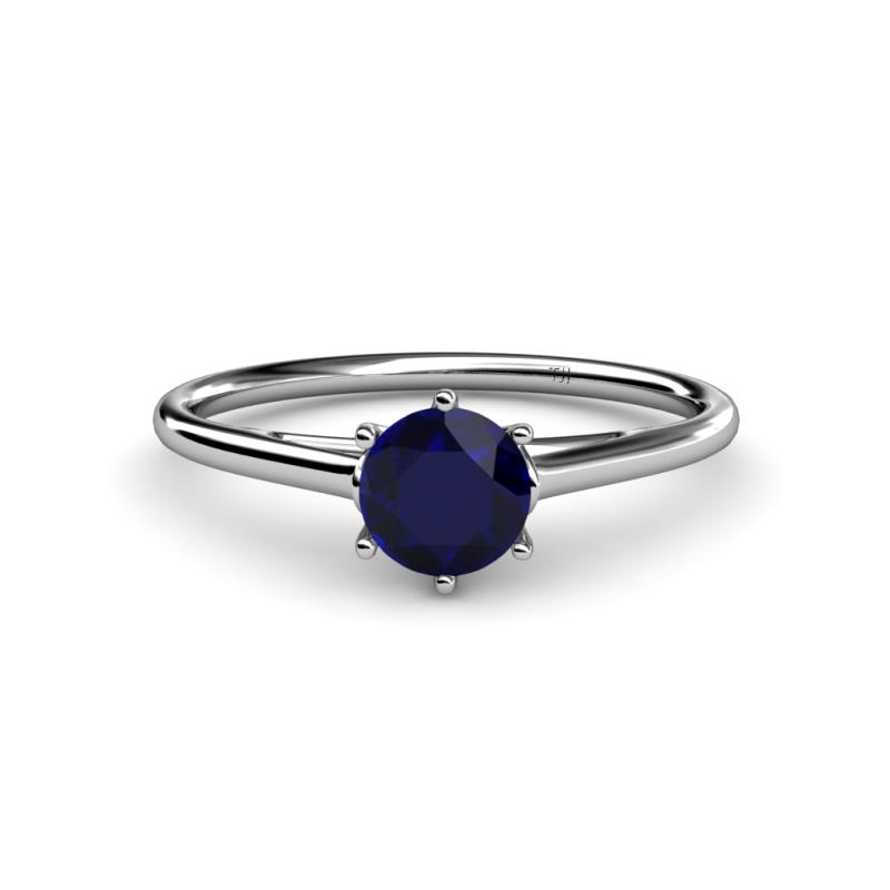 Verena 6.00 mm Round Blue Sapphire Solitaire Engagement Ring 