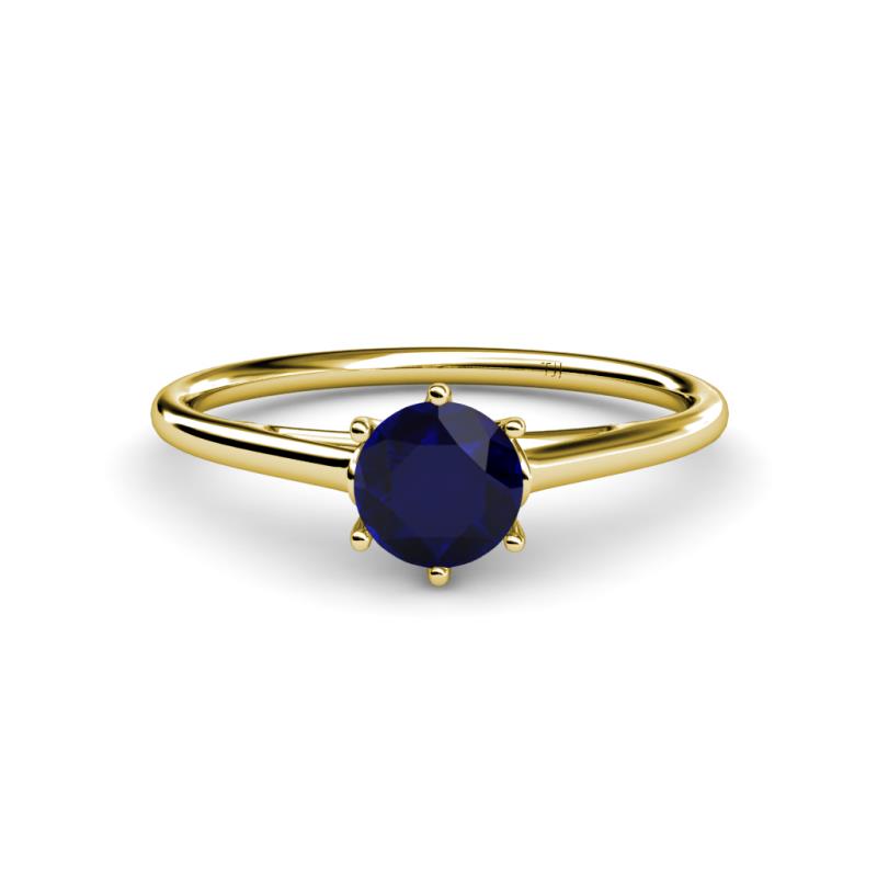 Verena 6.00 mm Round Blue Sapphire Solitaire Engagement Ring 