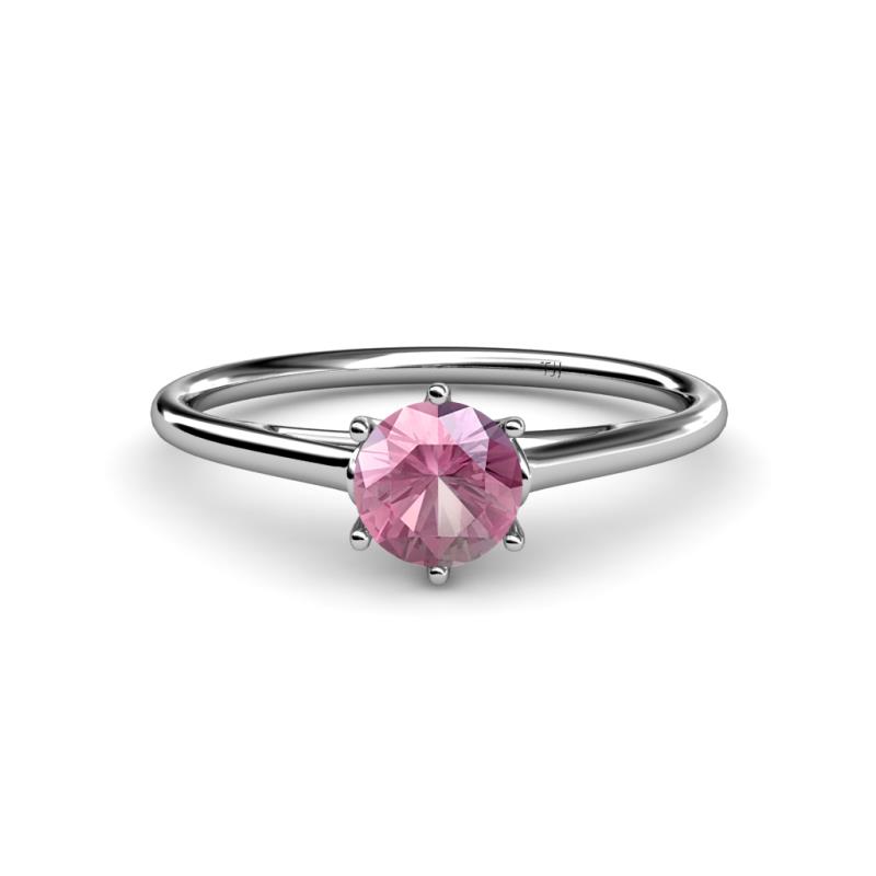 Verena 6.50 mm Round Pink Tourmaline Solitaire Engagement Ring 