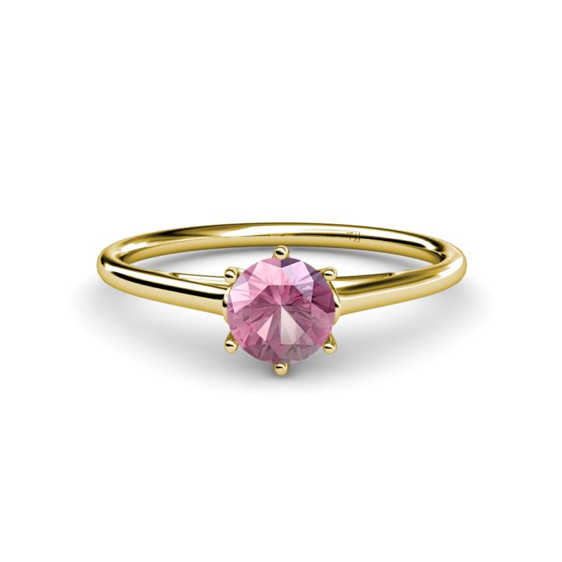 Verena 6.50 mm Round Pink Tourmaline Solitaire Engagement Ring 