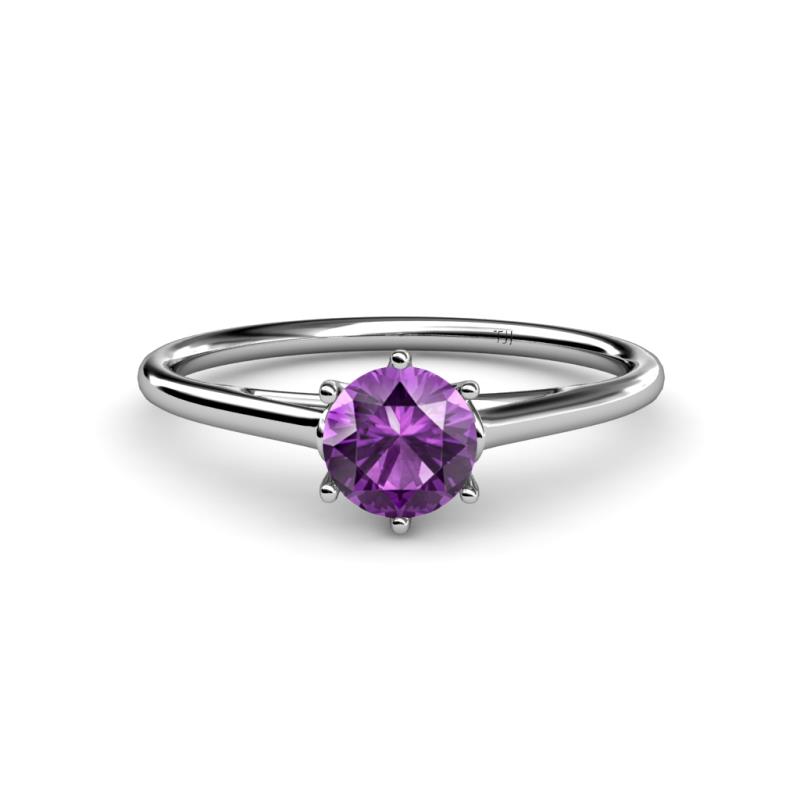 Verena 6.50 mm Round Amethyst Solitaire Engagement Ring 