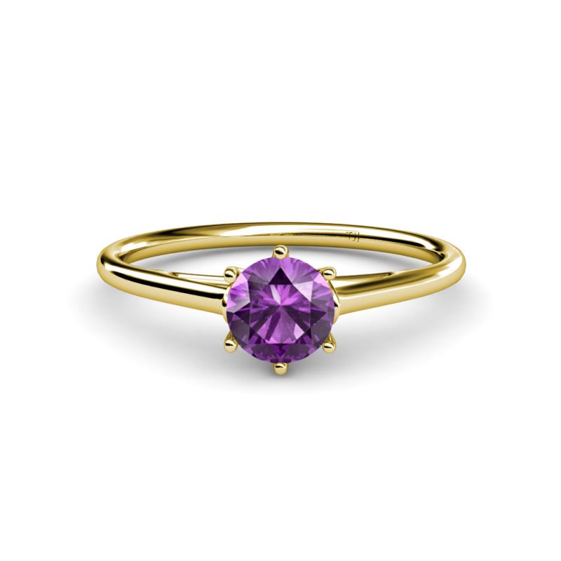 Verena 6.50 mm Round Amethyst Solitaire Engagement Ring 