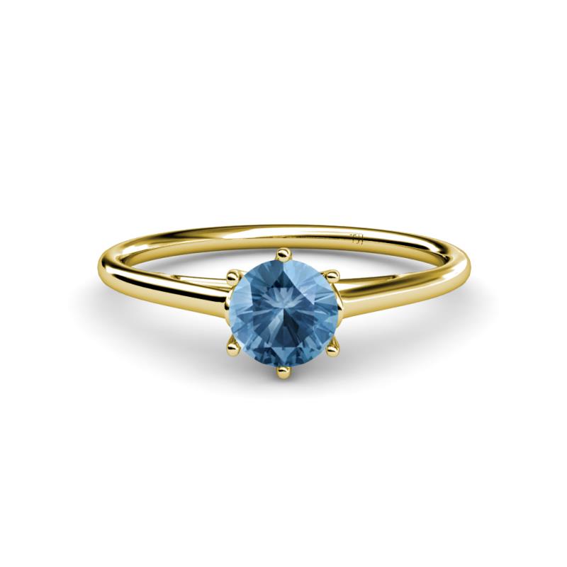 Verena 6.50 mm Round Blue Topaz Solitaire Engagement Ring 