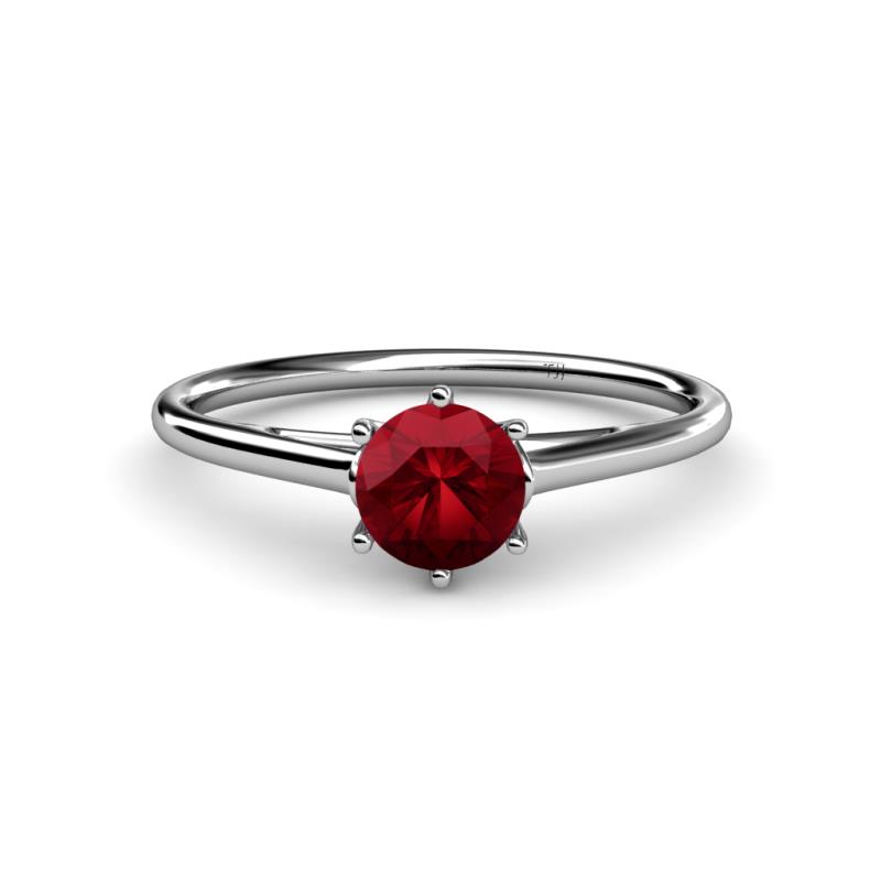 Verena 6.00 mm Round Ruby Solitaire Engagement Ring 