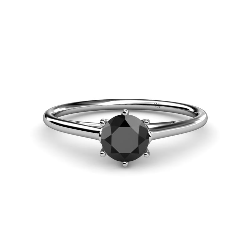 Verena 6.00 mm Round Black Diamond Solitaire Engagement Ring 