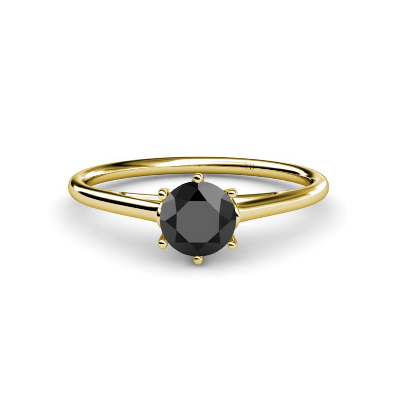 Verena 6.00 mm Round Black Diamond Solitaire Engagement Ring 
