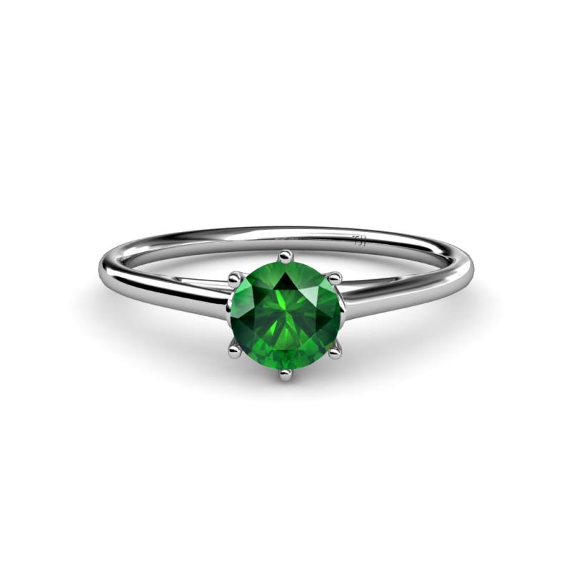 Verena 6.00 mm Round Emerald Solitaire Engagement Ring 